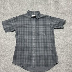 Rowan Bray Shirt Mens Large Gray Slate Plaid Short Sleeve Button Up Casual